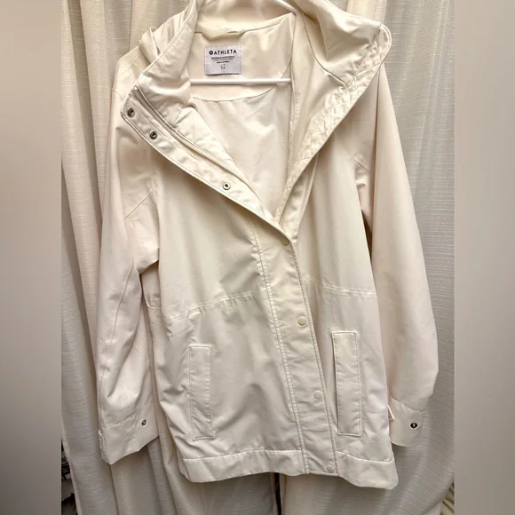 Athleta Rainout Sutro Trench Jacket White Large Tall - Picture 1 of 5